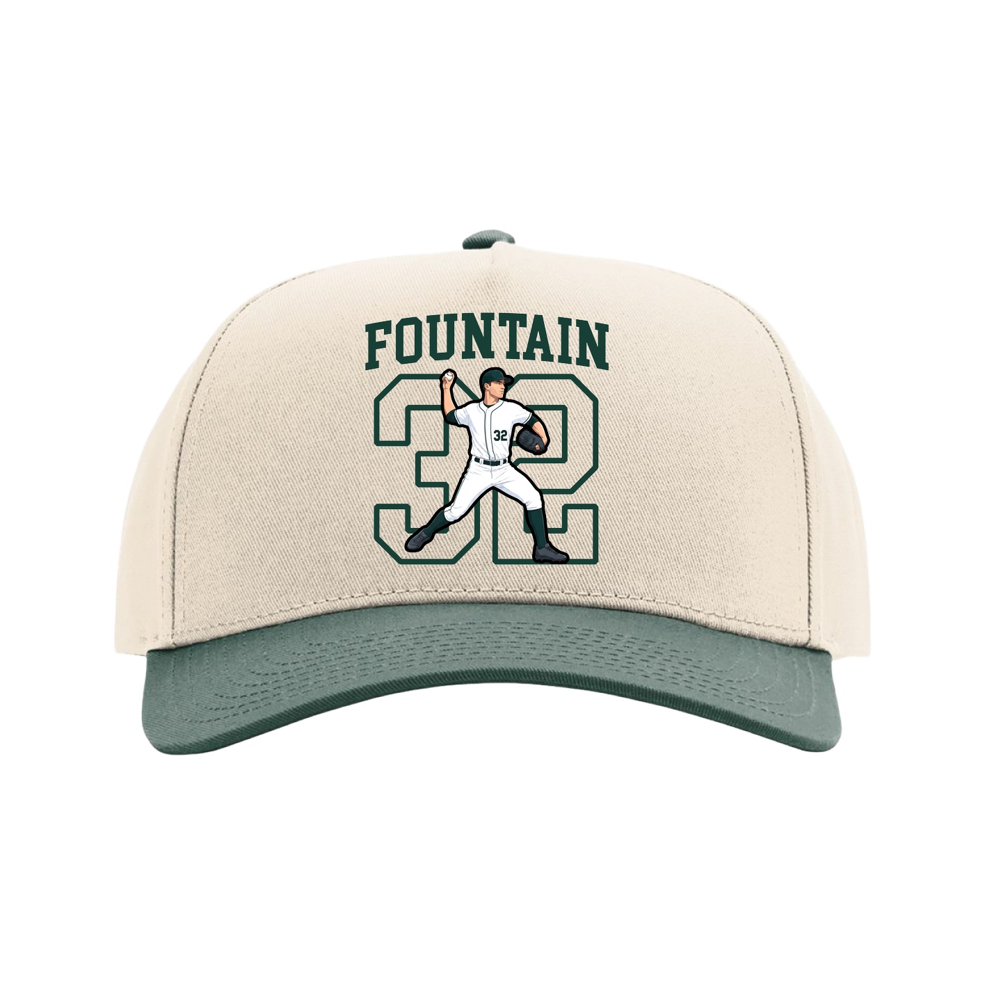 Full Fabric Five-Panel Champ Cap — Shirsey in Cream/Green