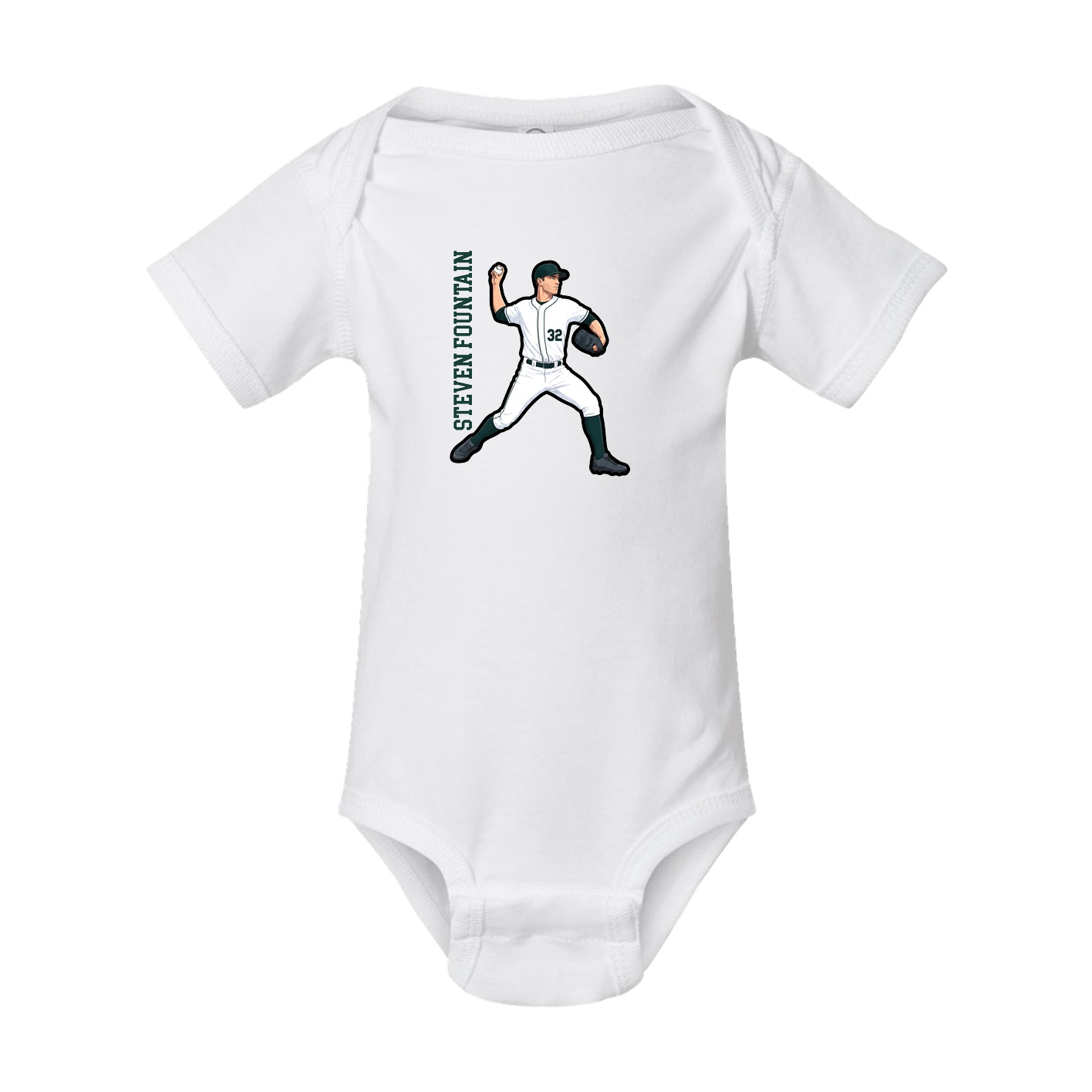 Baby Onesie — Name Vertical in White