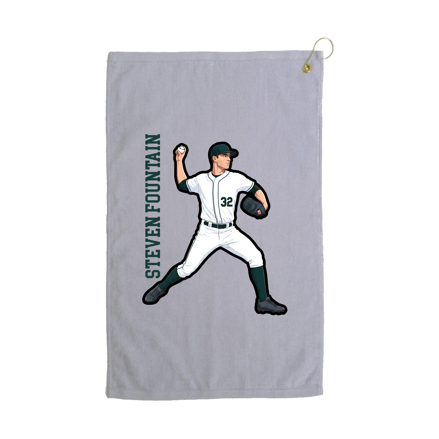 Golf Towel — Name Vertical in Grey