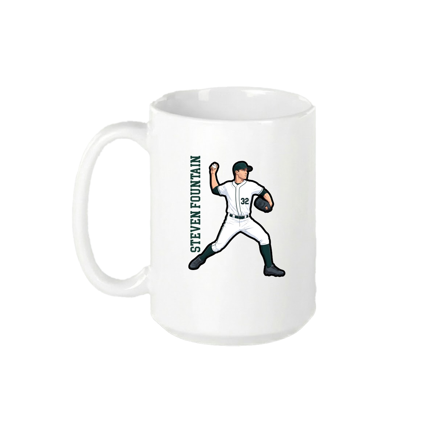 15oz Coffee Mug — Name Vertical in White