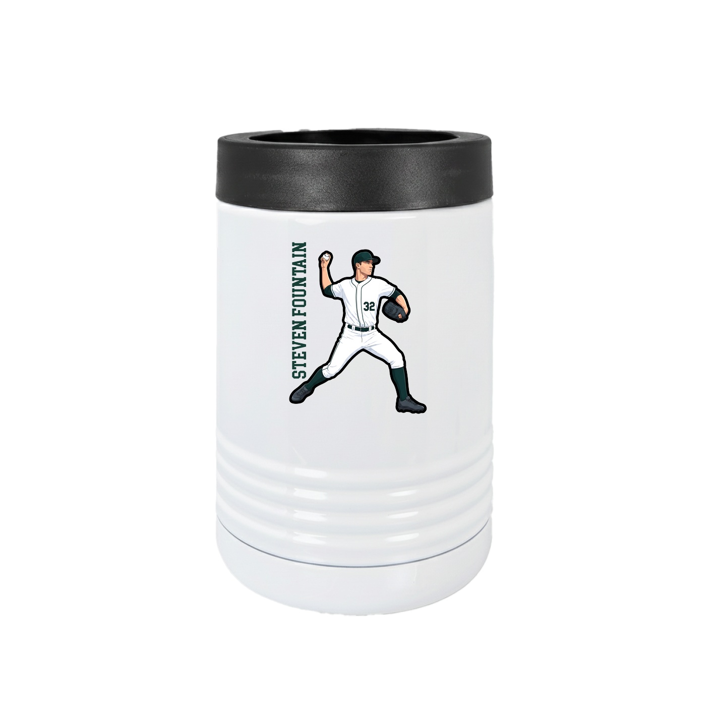 Beverage Holder — Name Vertical in White