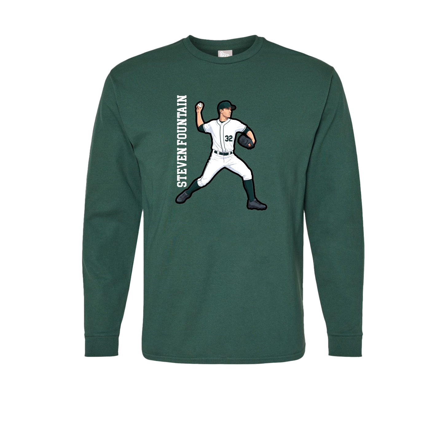 Long Sleeve Tee — Name Vertical in Green