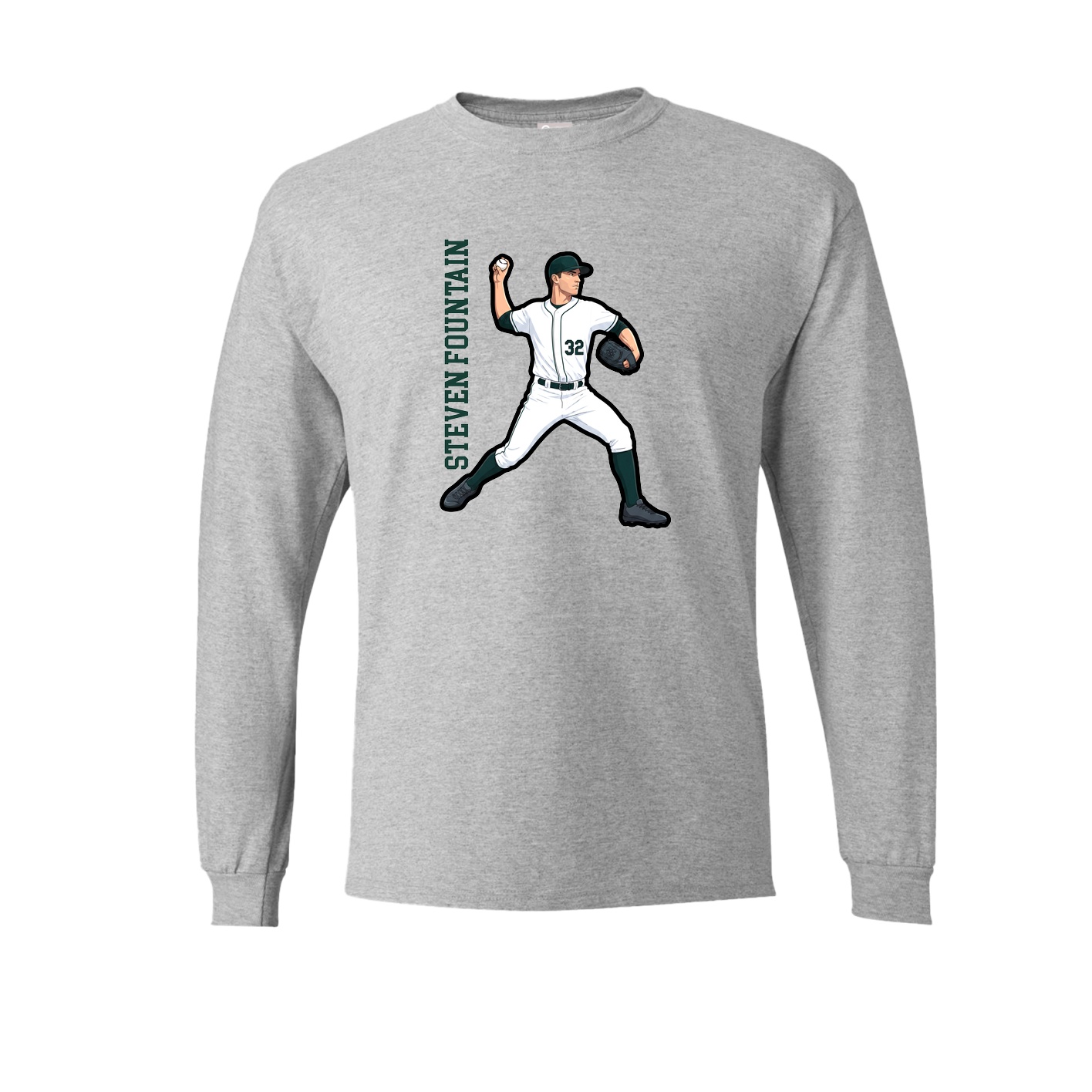 Long Sleeve Tee — Name Vertical in Grey