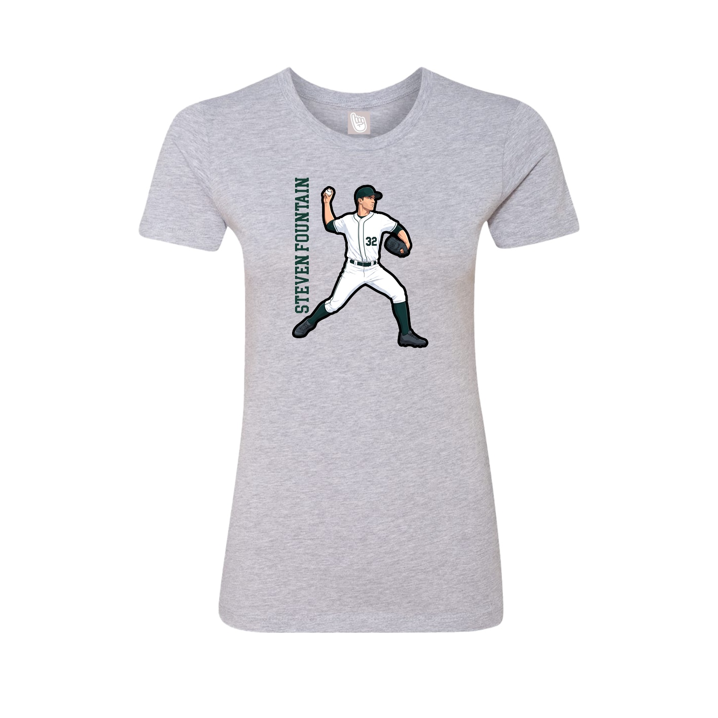 Fitted Women's Tee — Name Vertical in Grey