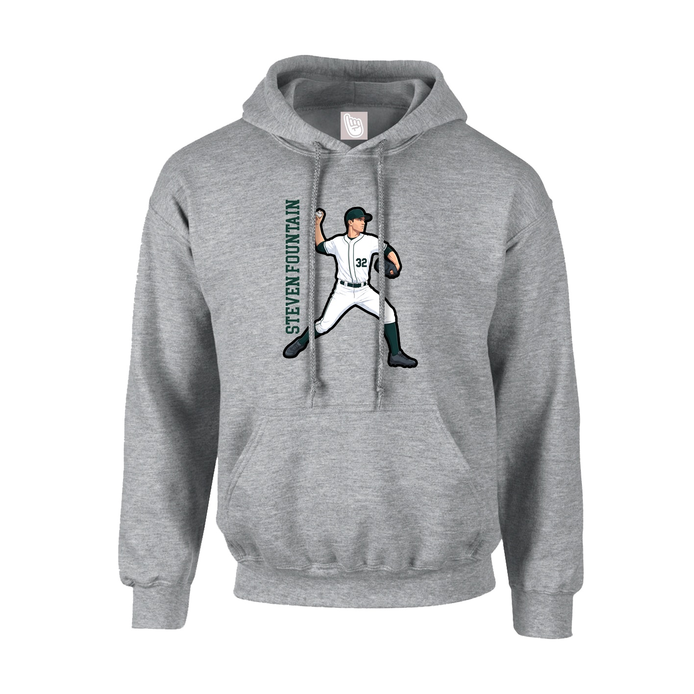 Hoodie — Name Vertical in Grey