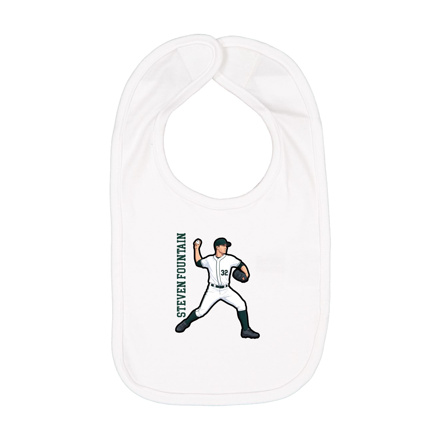 Infant Bib — Name Vertical in White