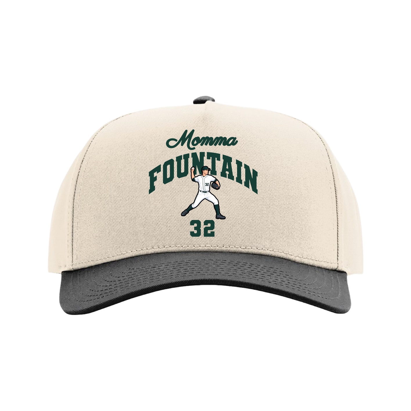 Full Fabric Five-Panel Champ Cap — Mothers Day Arch in Cream/Black