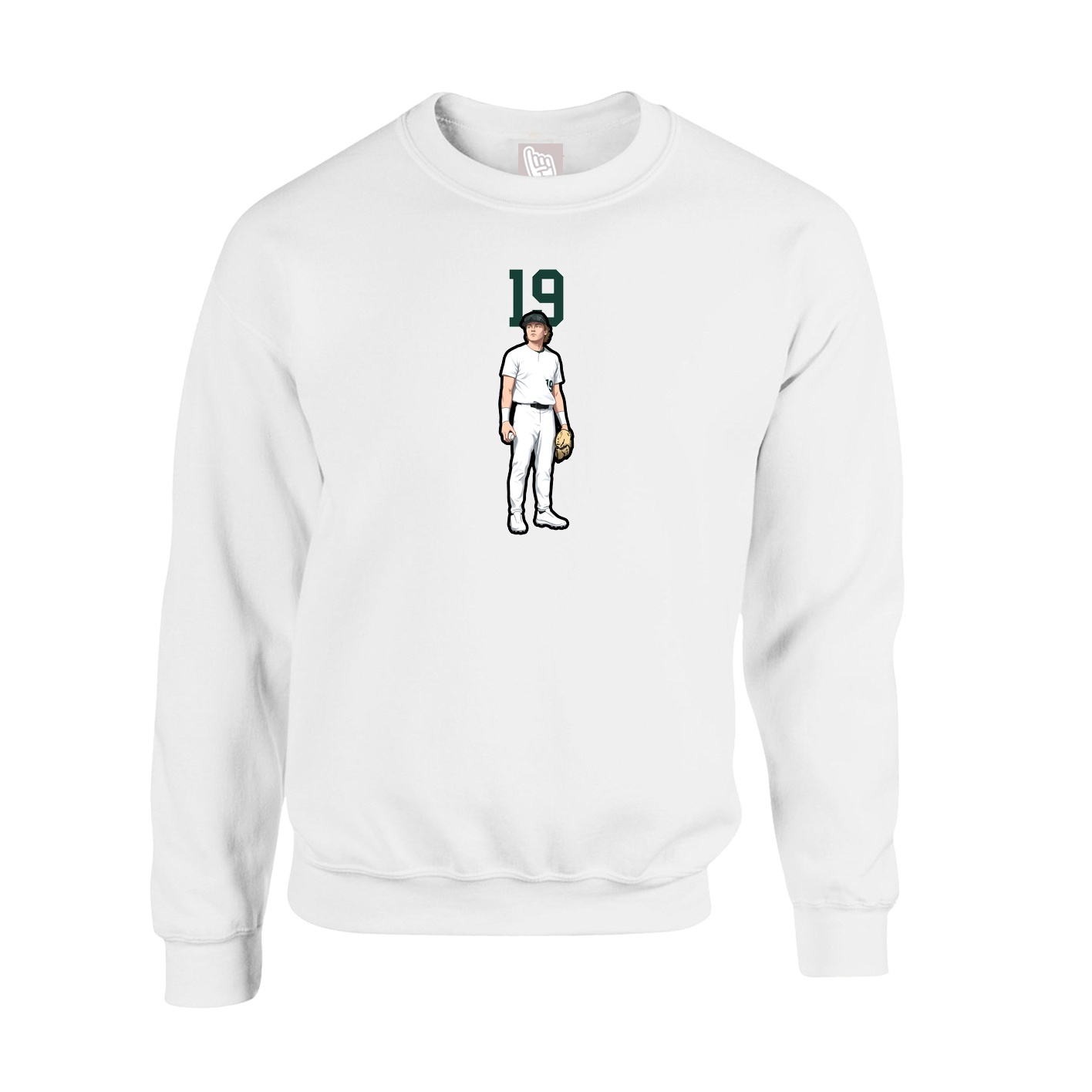 Fleece Crew — Number Top in White