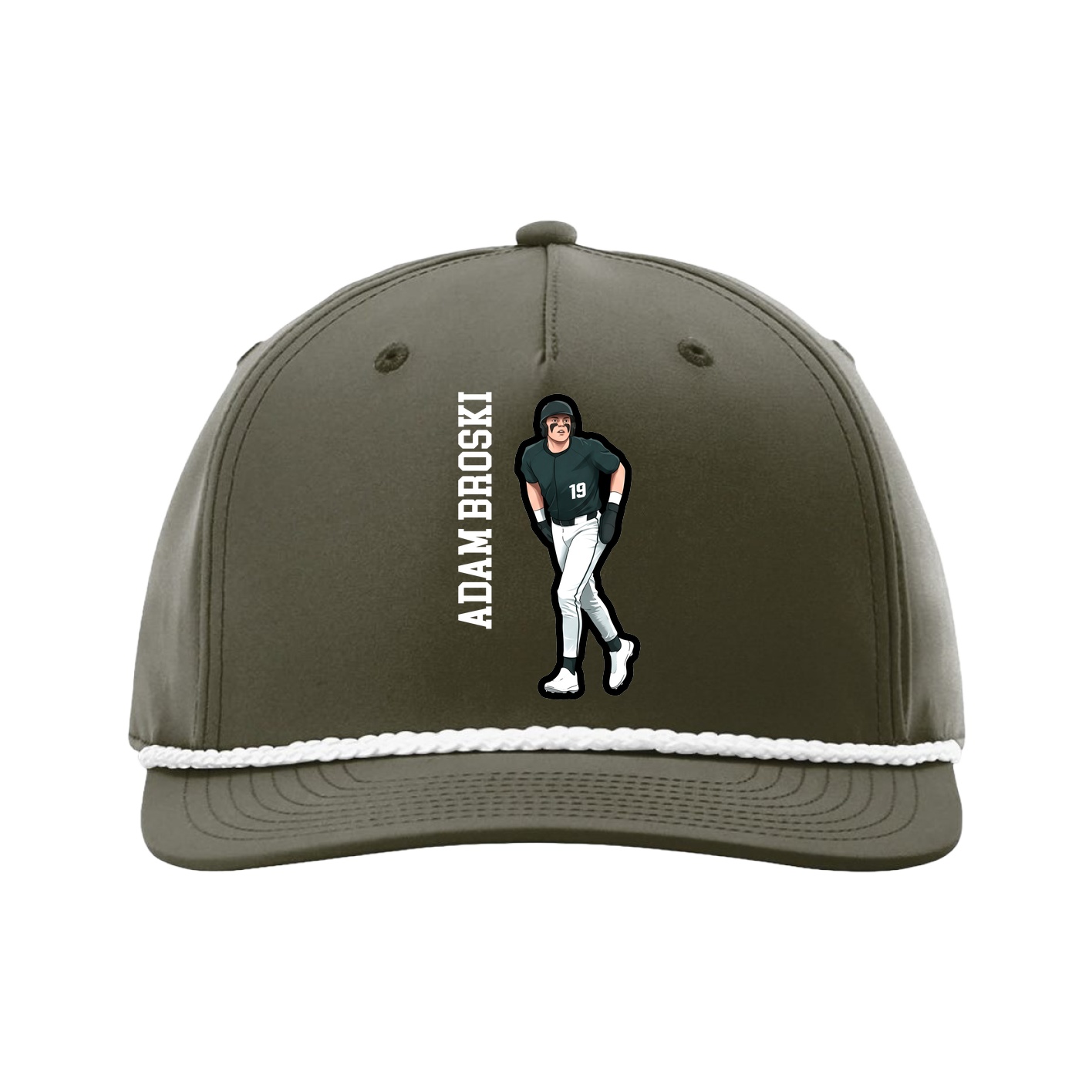 Five-Panel Classic Rope Cap — Name Vertical in Green