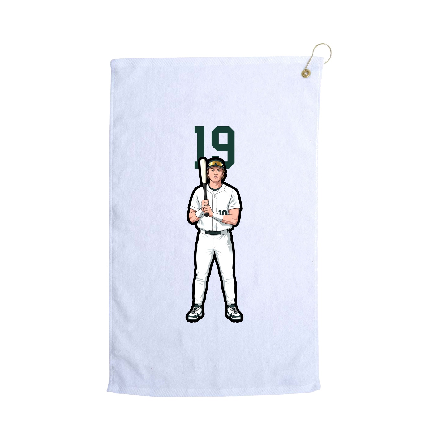 Golf Towel — Number Top in White