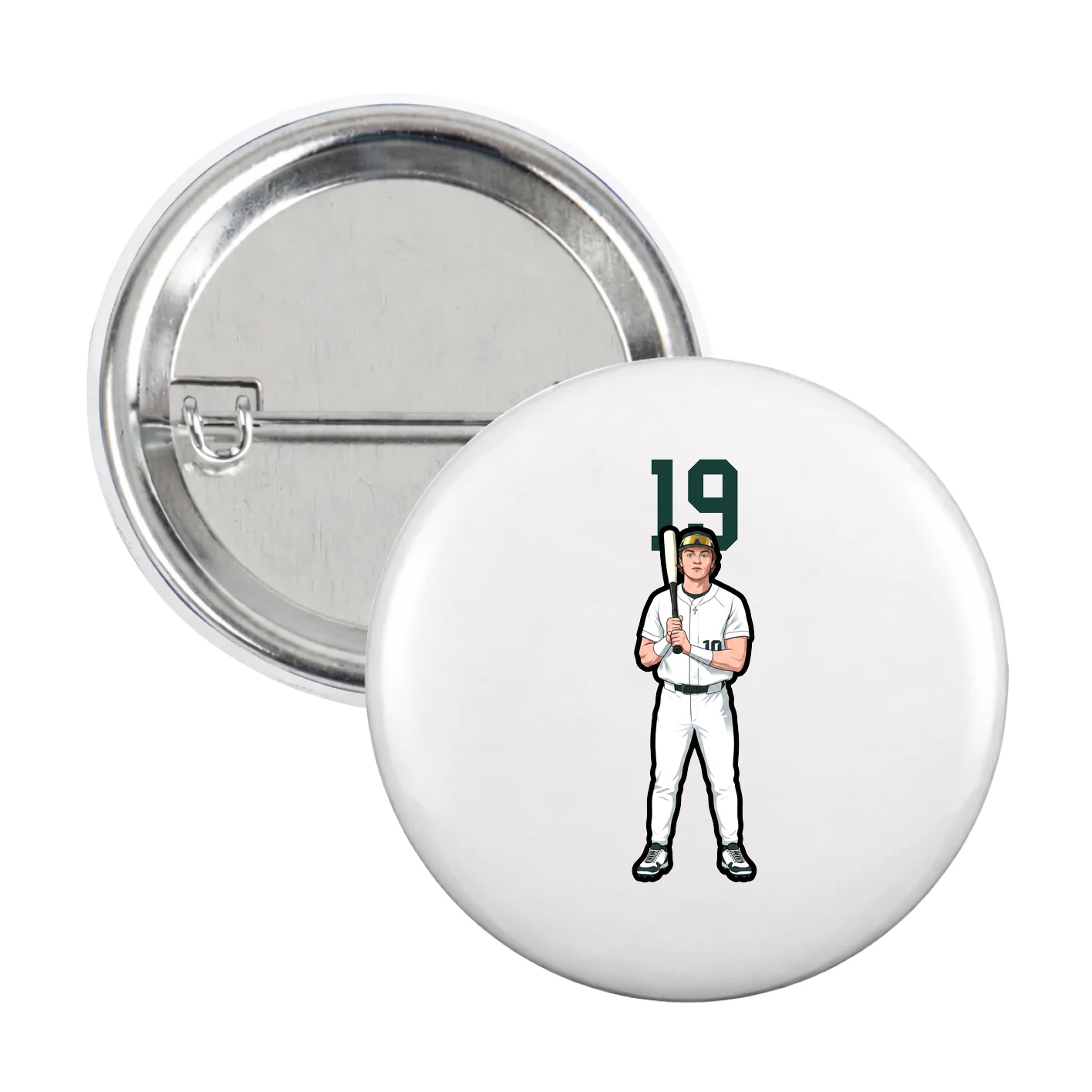 Game Day Button — Number Top in White