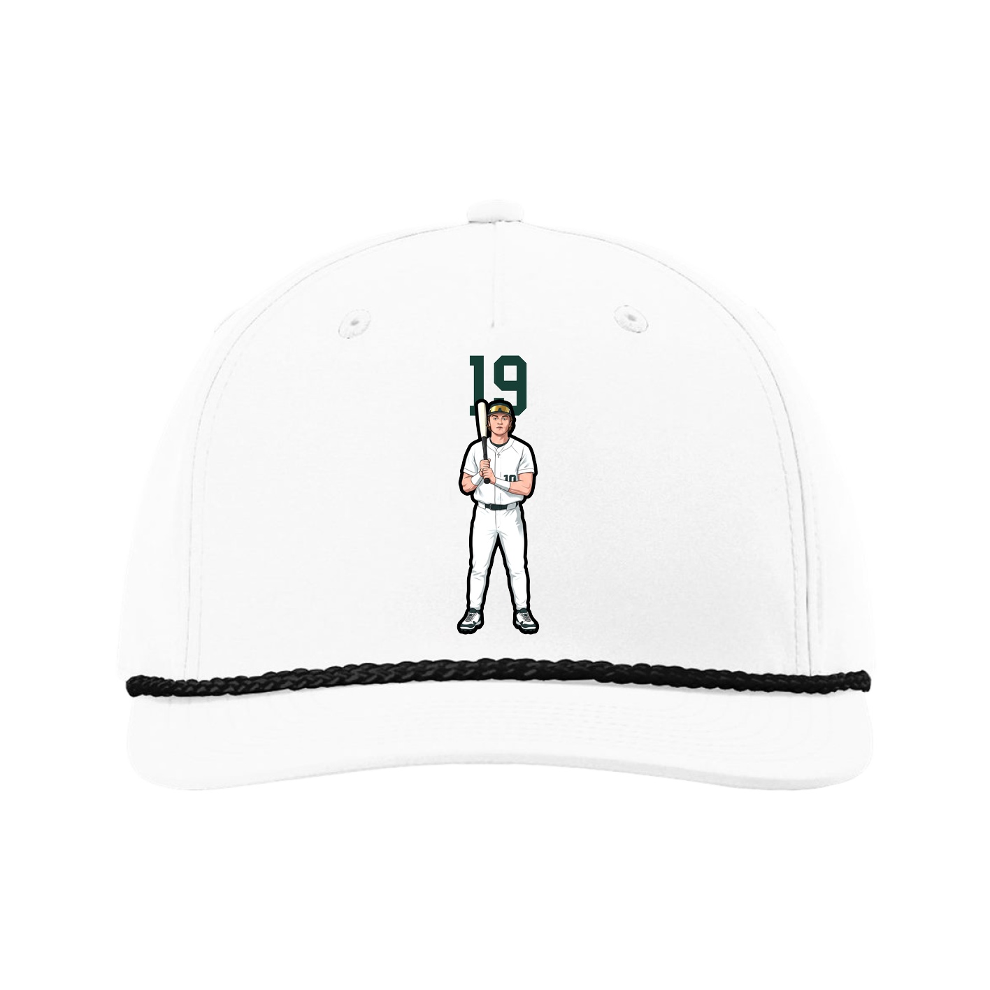 Five-Panel Classic Rope Cap — Number Top in White