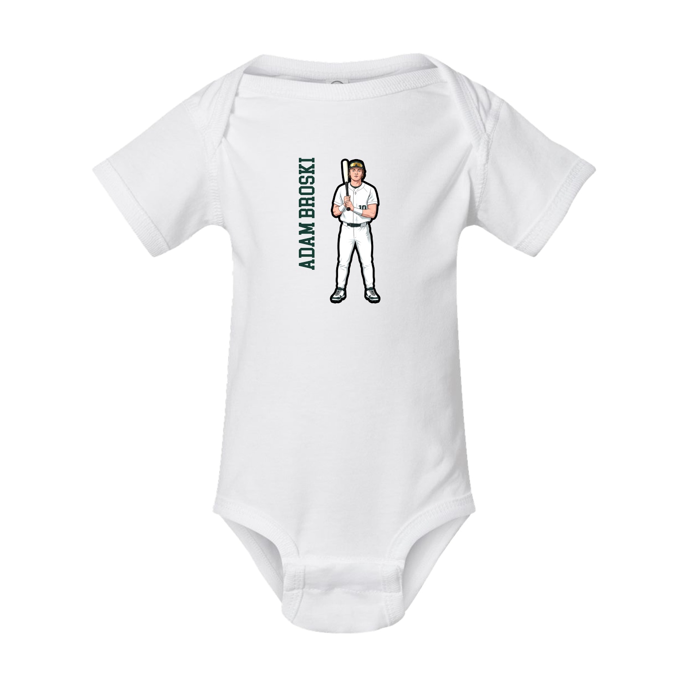 Baby Onesie — Name Vertical in White