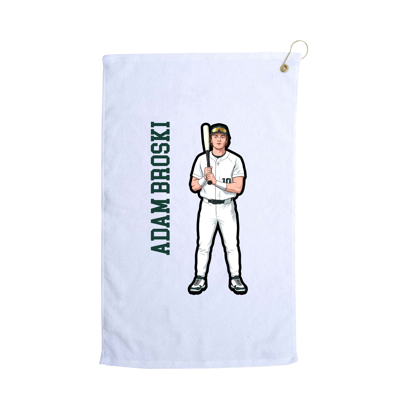 Golf Towel — Name Vertical in White