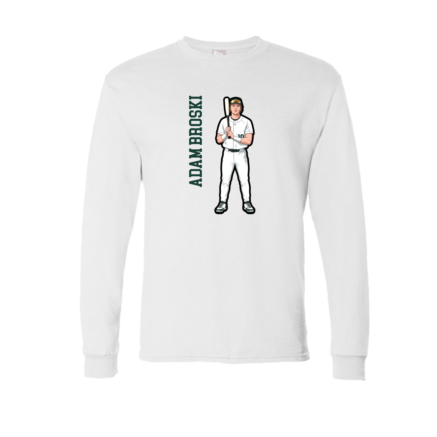Long Sleeve Tee — Name Vertical in White