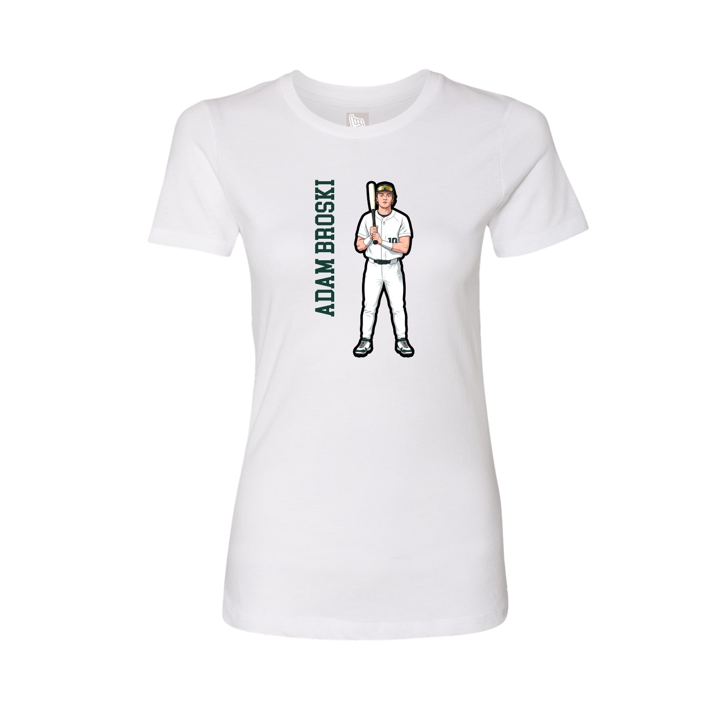 Womens Tee — Name Vertical in White