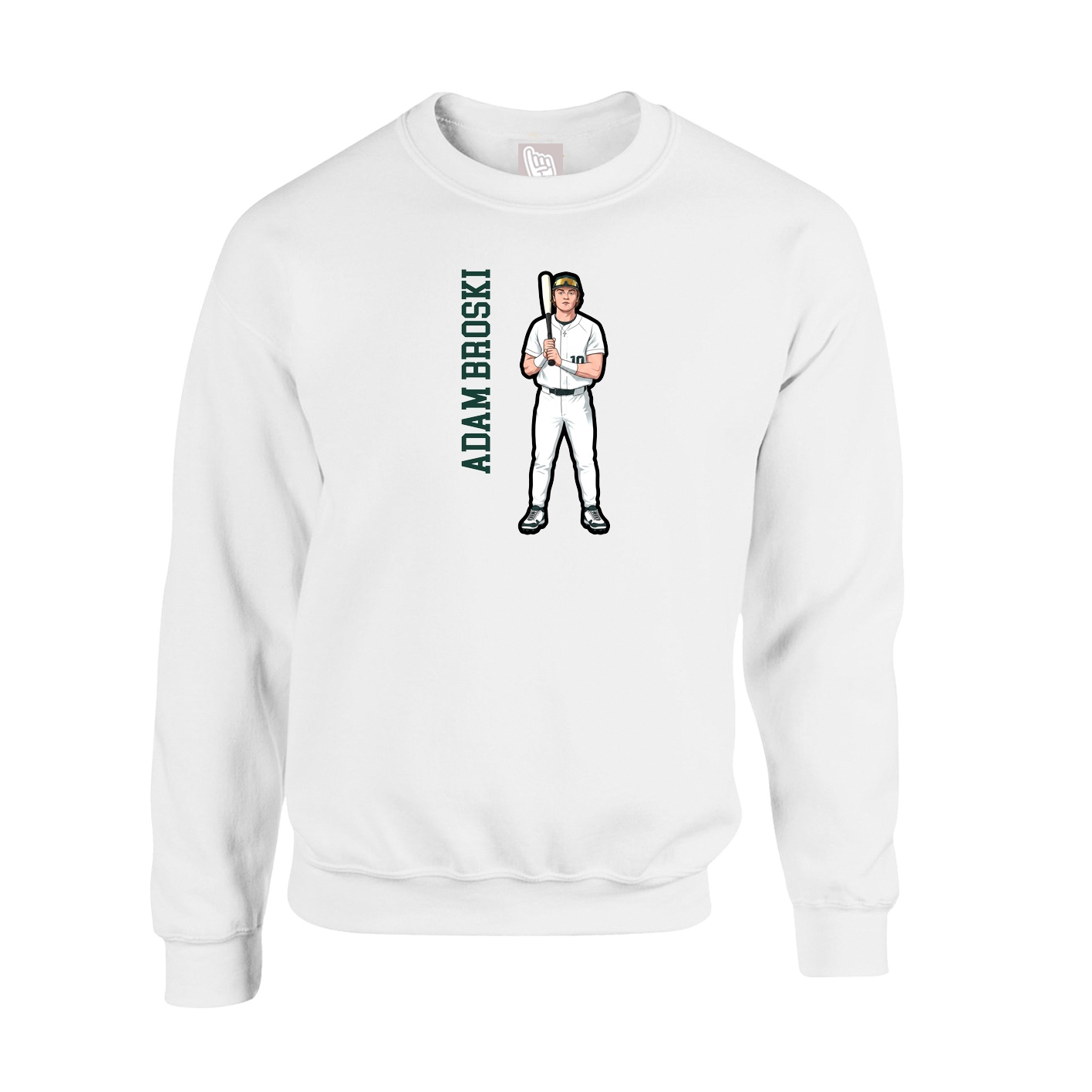 Fleece Crew — Name Vertical in White