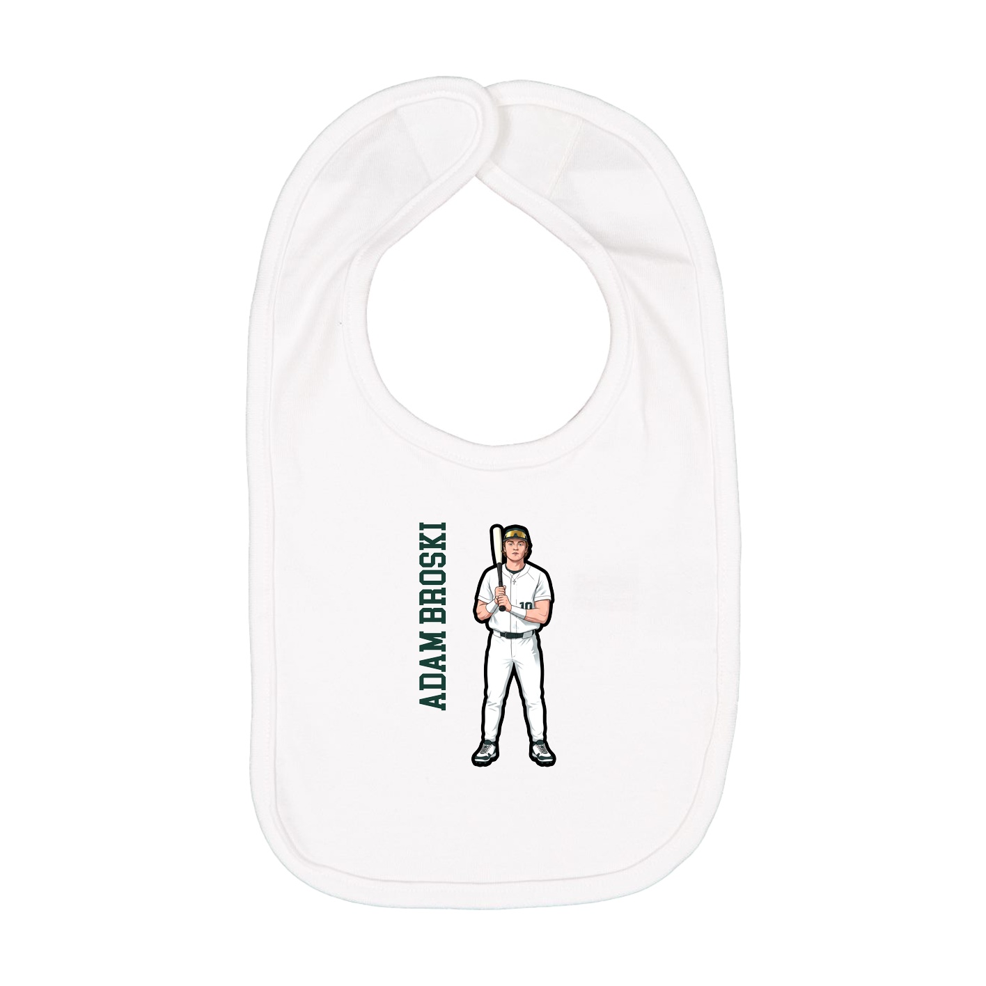 Infant Bib — Name Vertical in White