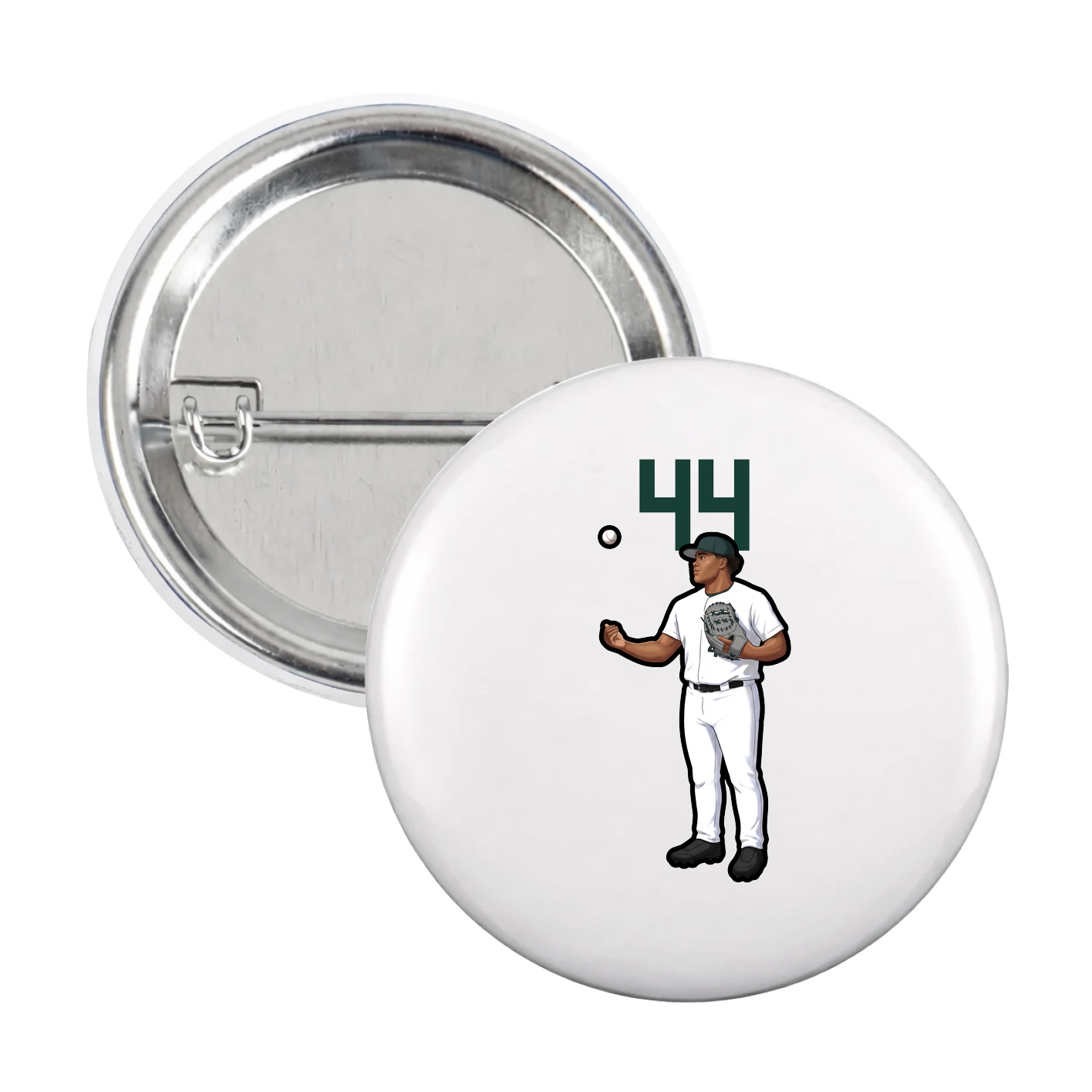 Game Day Button — Number Top in White