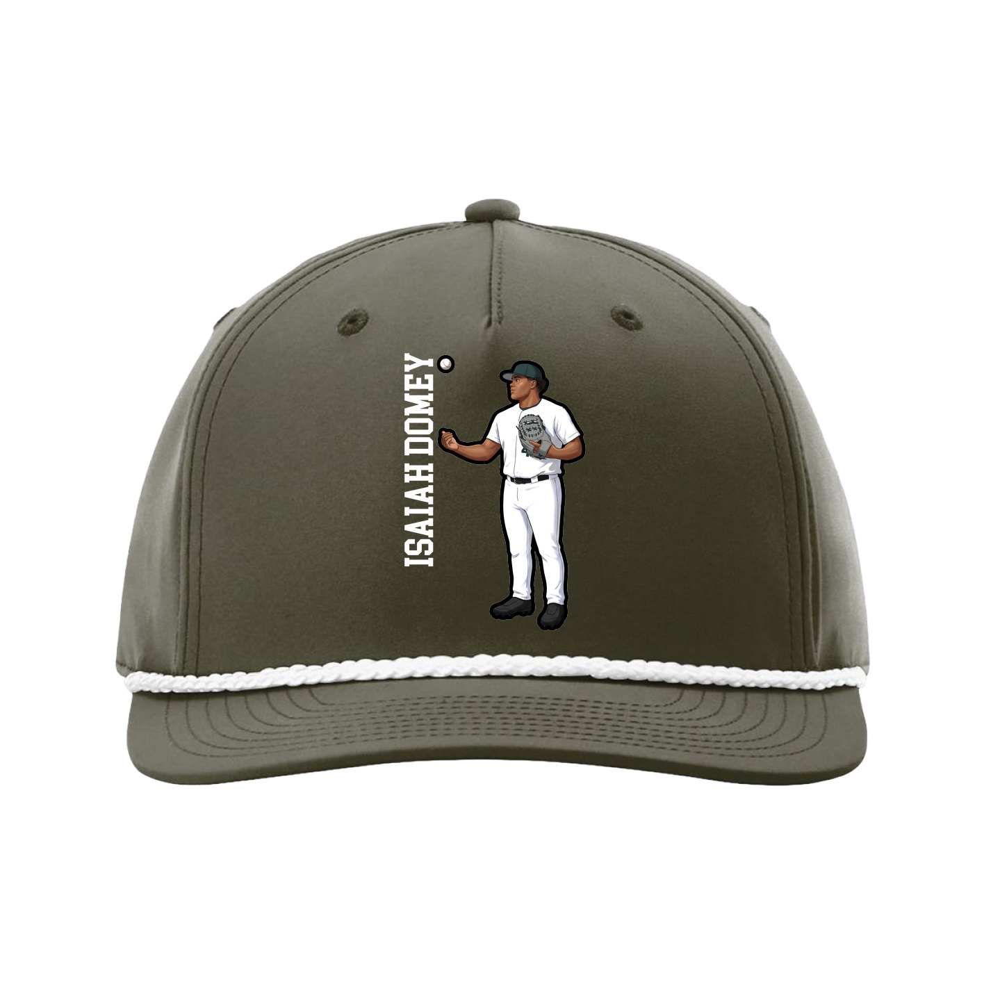 Five-Panel Classic Rope Cap — Name Vertical in Green