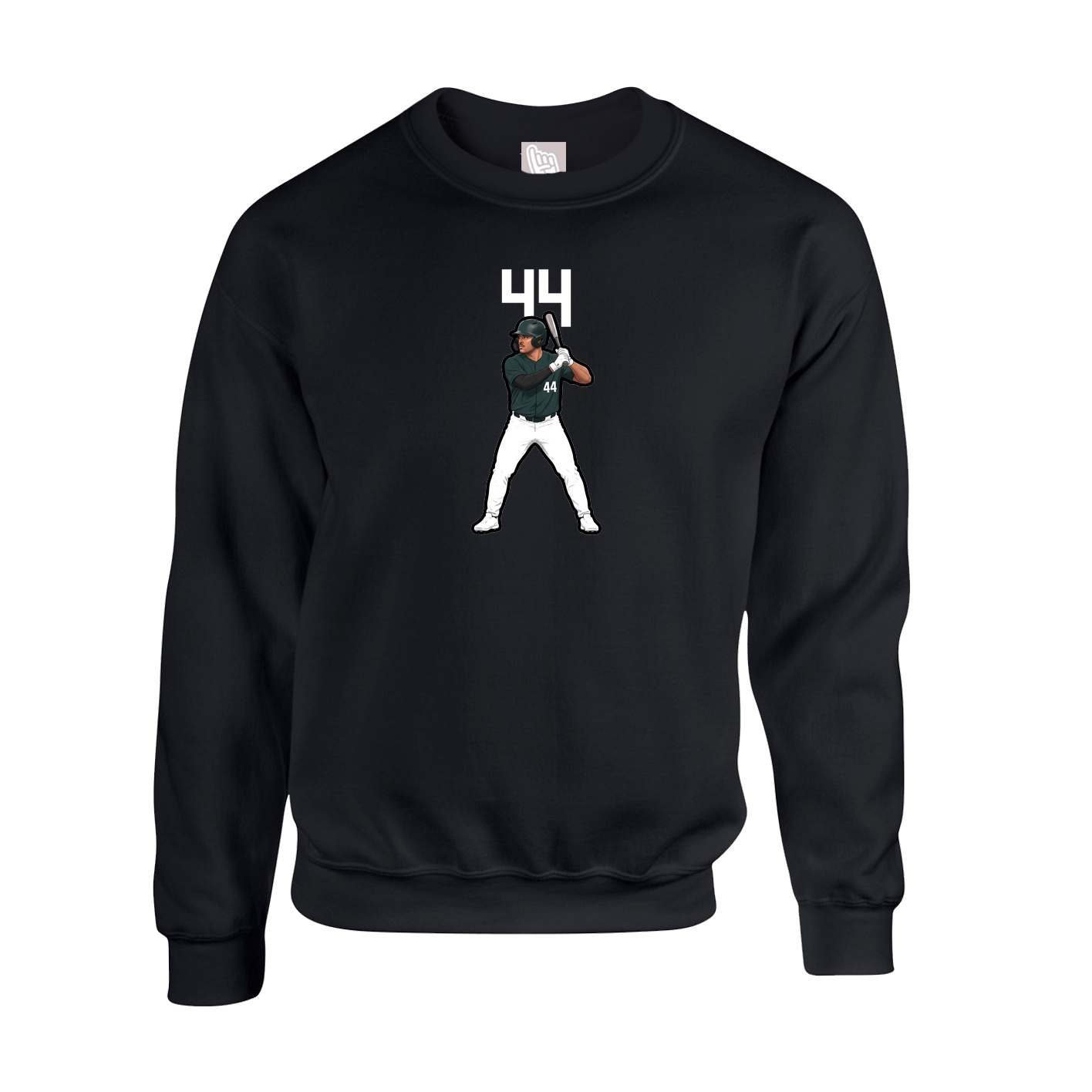 Fleece Crew — Number Top in Black