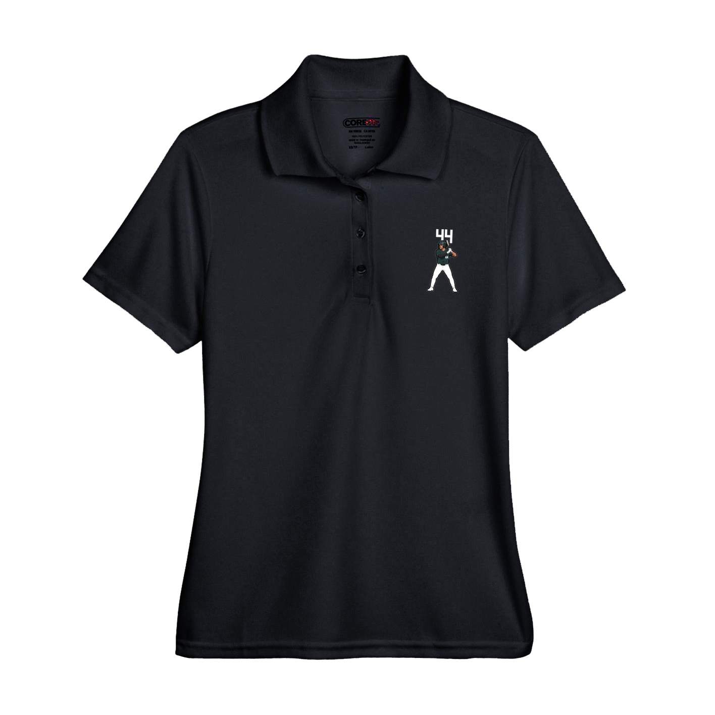 Womens Performance Polo — Number Top in Black