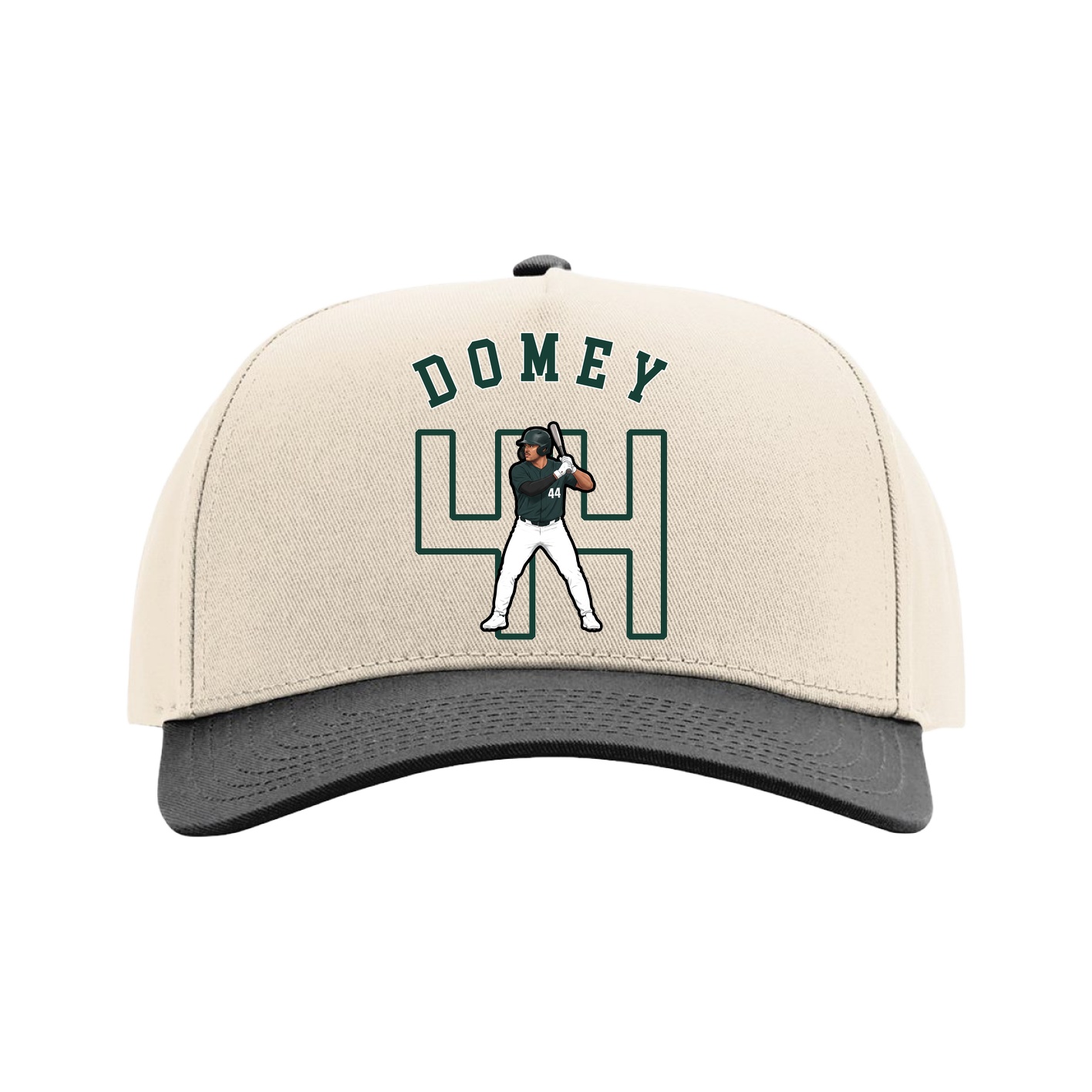 Full Fabric Five-Panel Champ Cap — Shirsey Arch in Cream/Black