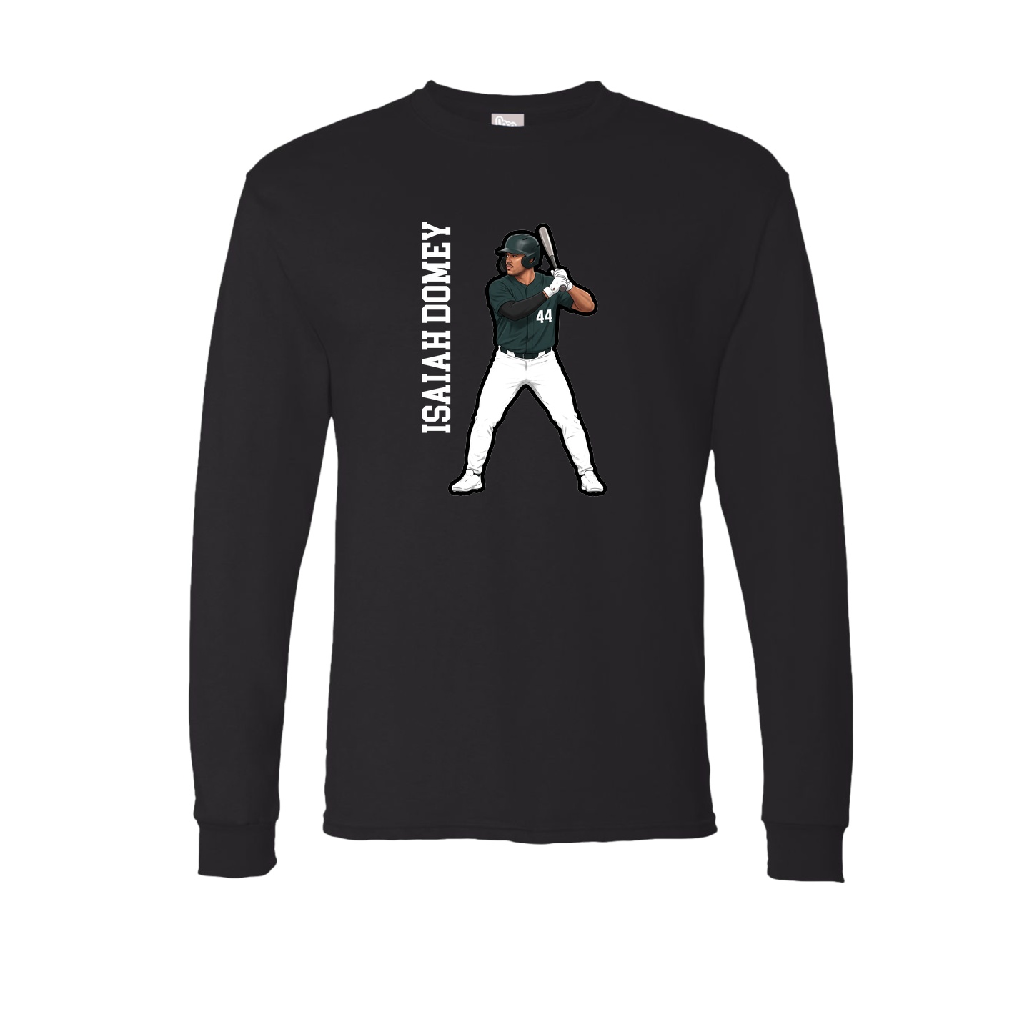 Long Sleeve Tee — Name Vertical in Black
