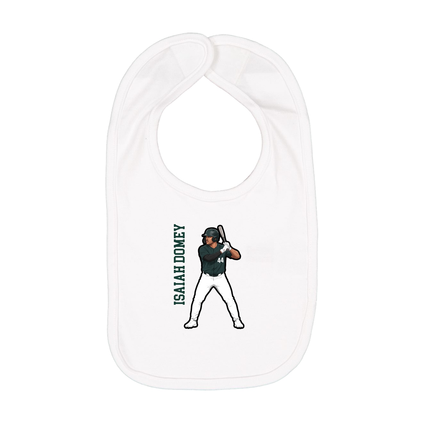 Infant Bib — Name Vertical in White