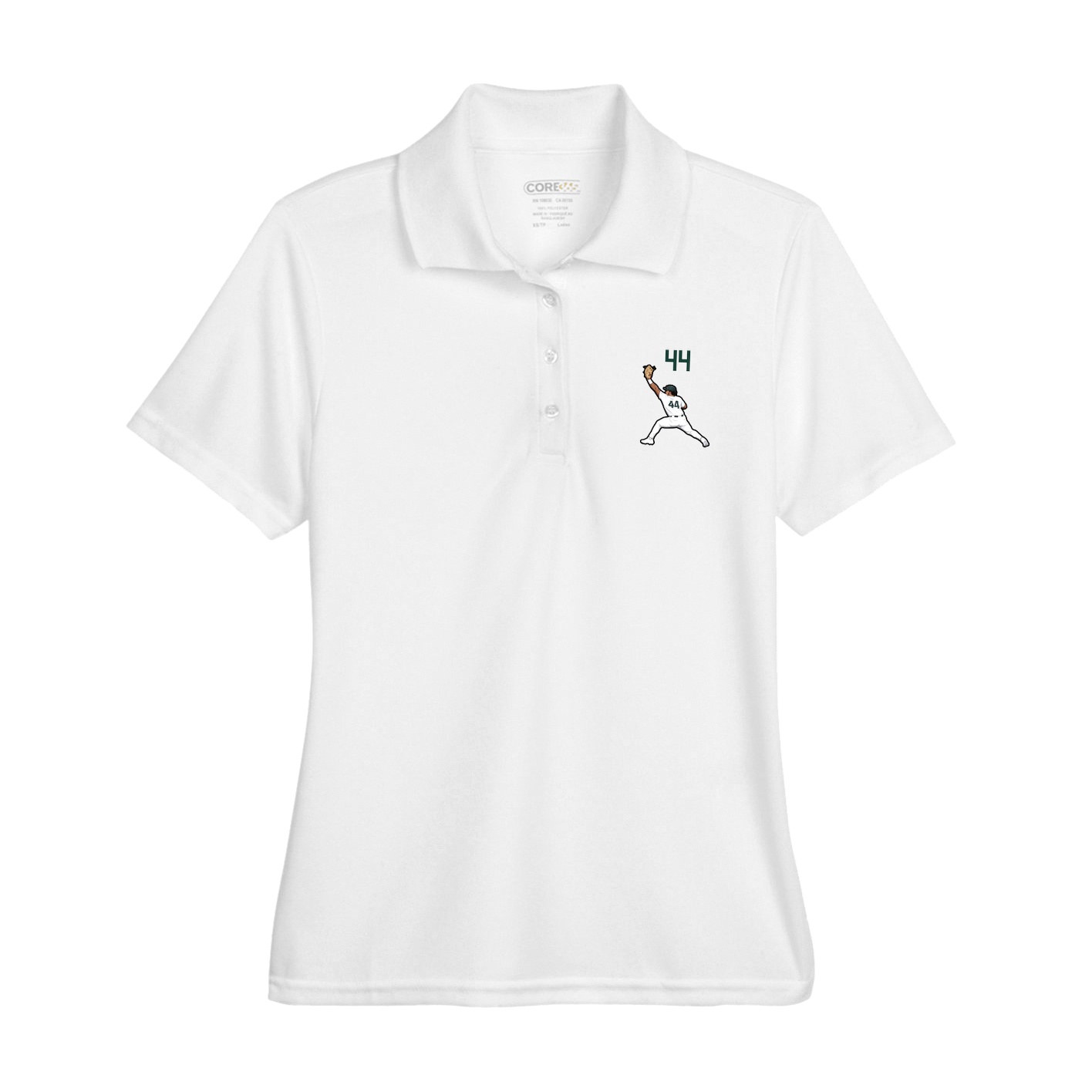 Womens Performance Polo — Number Top in White