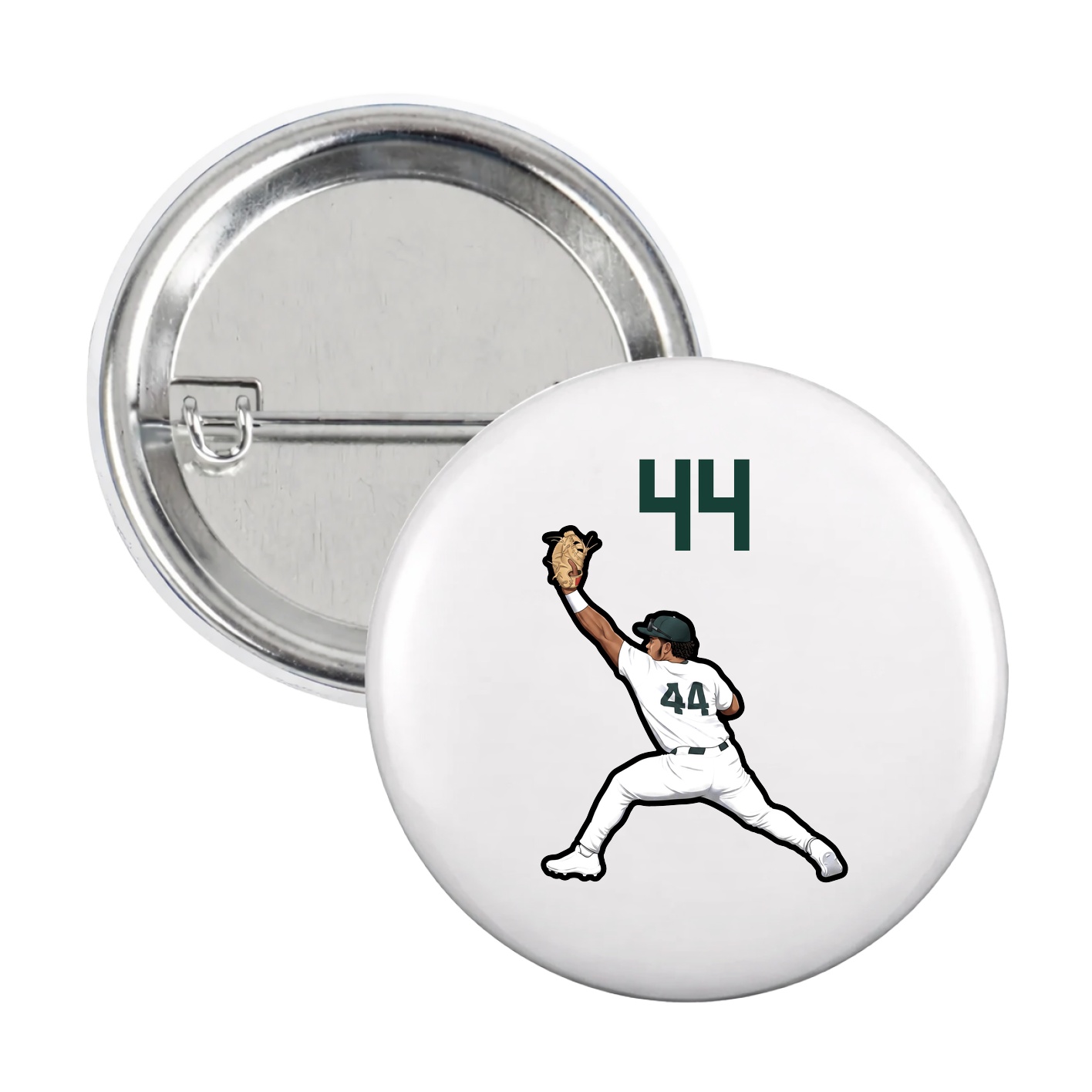 Game Day Button — Number Top in White