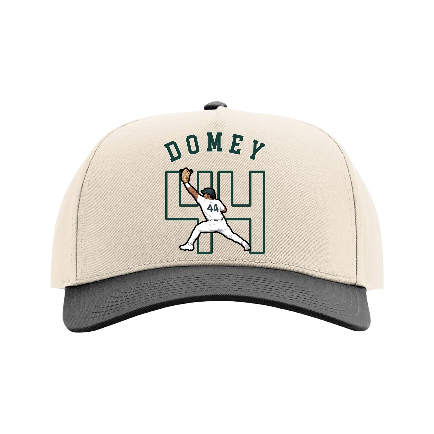 Full Fabric Five-Panel Champ Cap — Shirsey Arch in Cream/Black