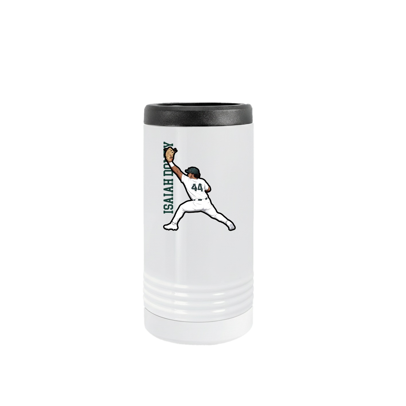 Slim Beverage Holder — Name Vertical in White