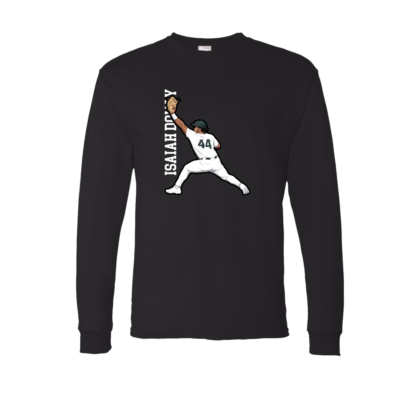 Long Sleeve Tee — Name Vertical in Black