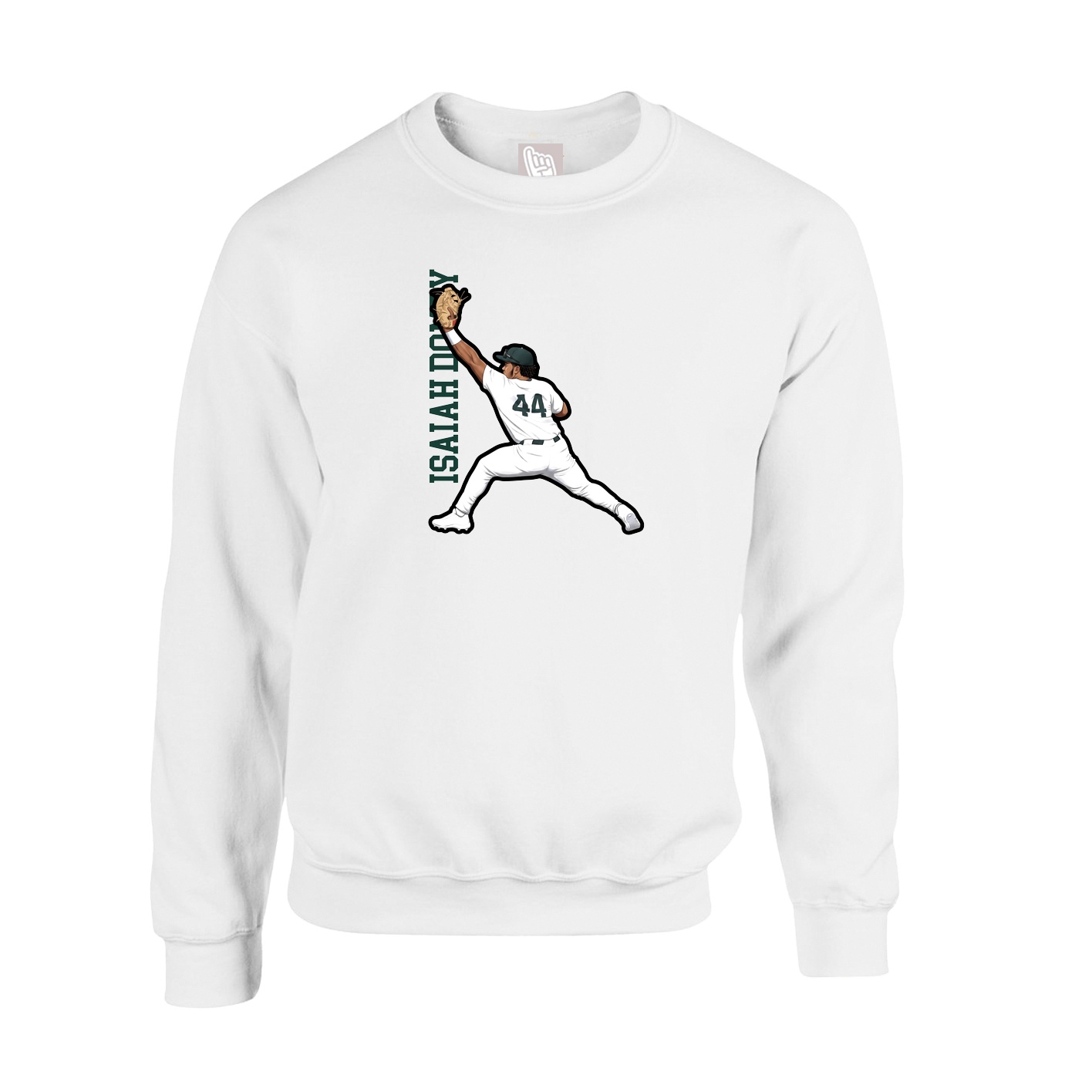 Fleece Crew — Name Vertical in White