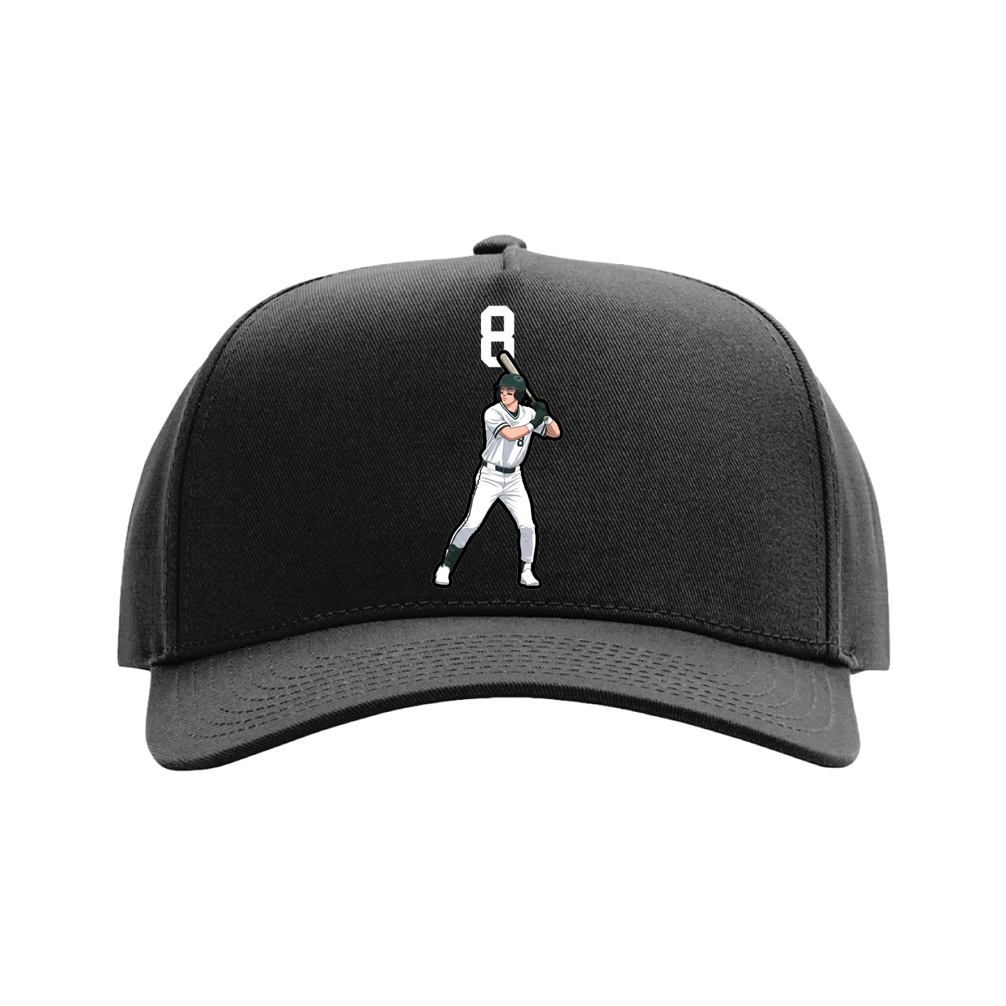 Full Fabric Five-Panel Champ Cap — Number Top in Black