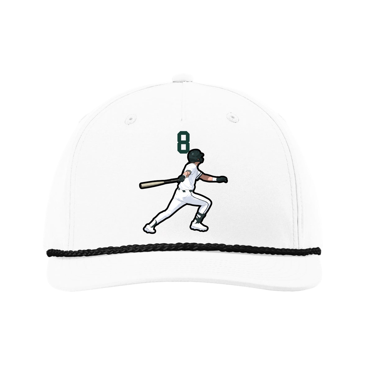 Five-Panel Classic Rope Cap — Number Top in White