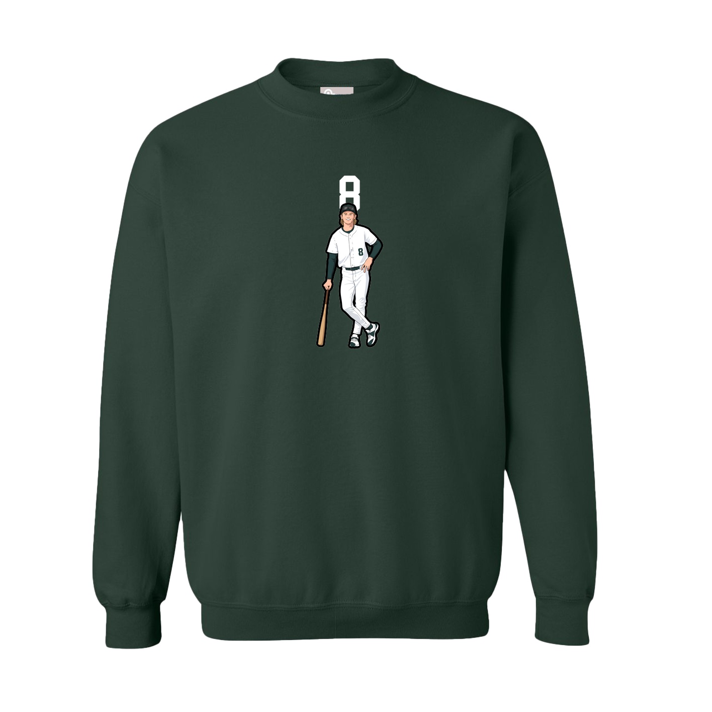 Fleece Crew — Number Top in Green