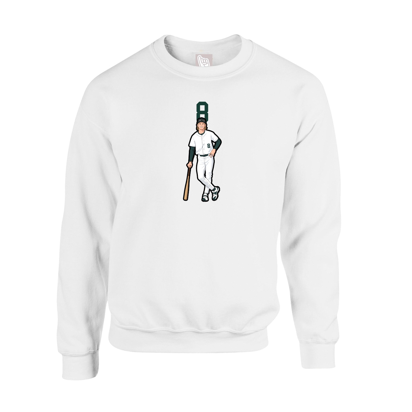 Fleece Crew — Number Top in White