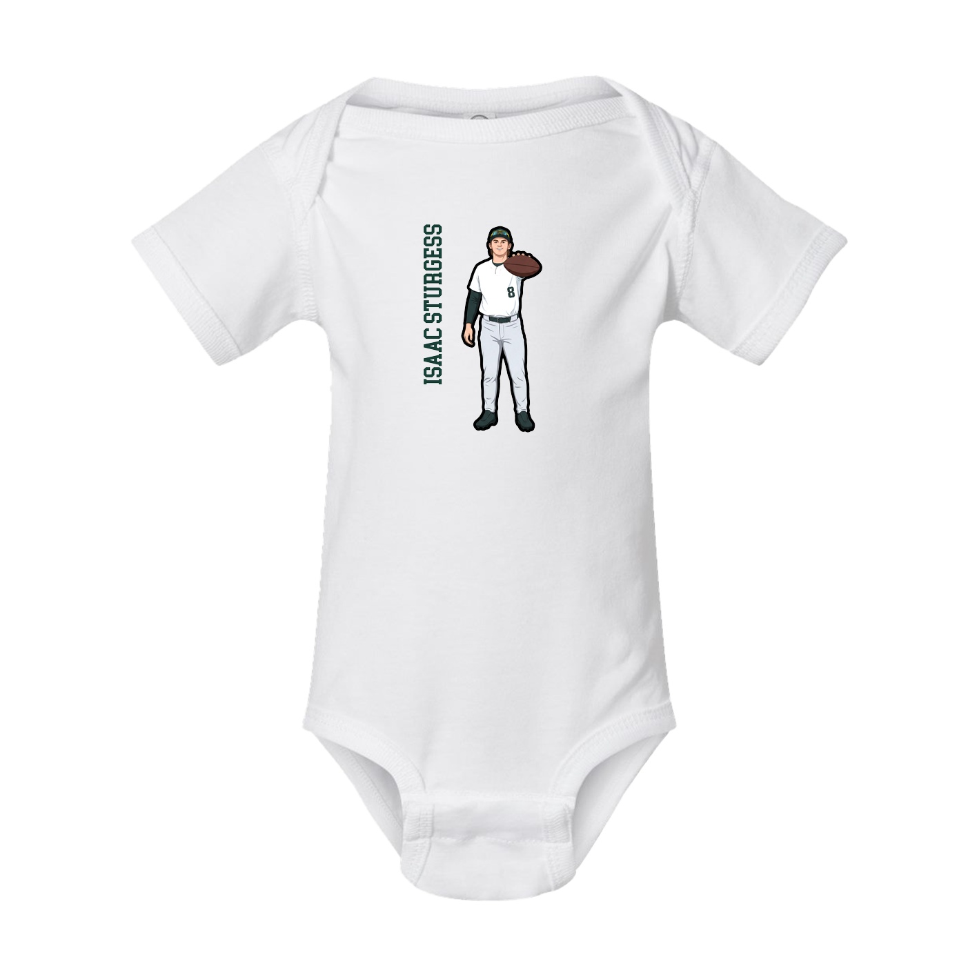 Baby Onesie — Name Vertical in White