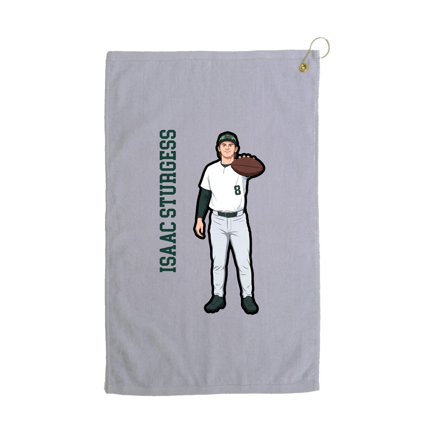 Golf Towel — Name Vertical in Grey