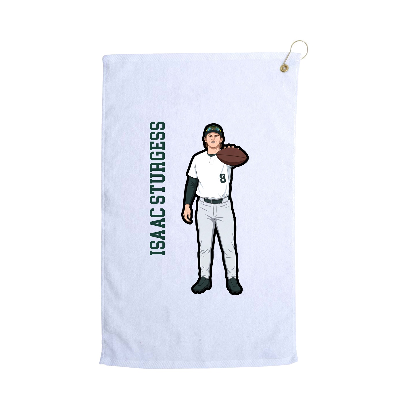 Golf Towel — Name Vertical in White