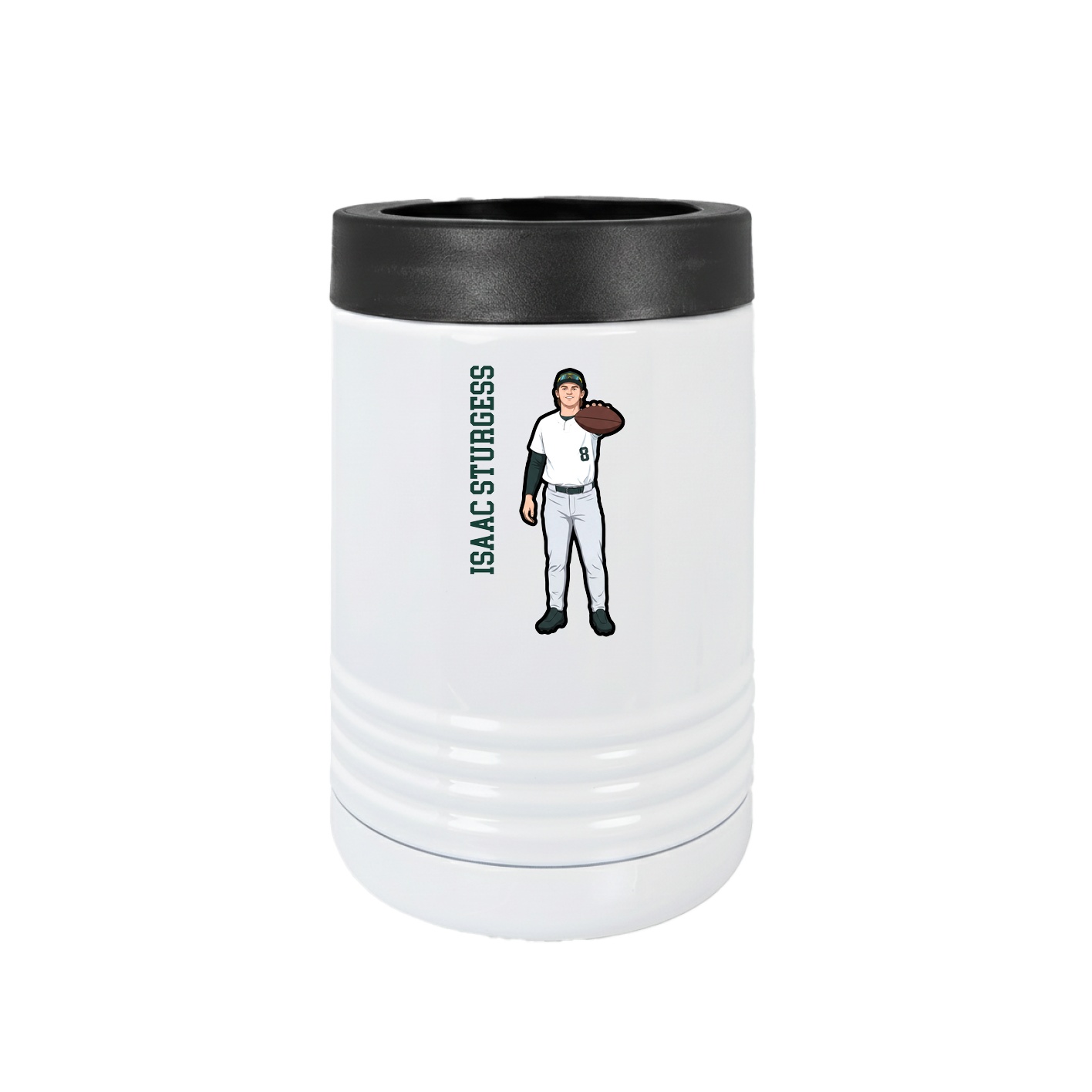 Beverage Holder — Name Vertical in White