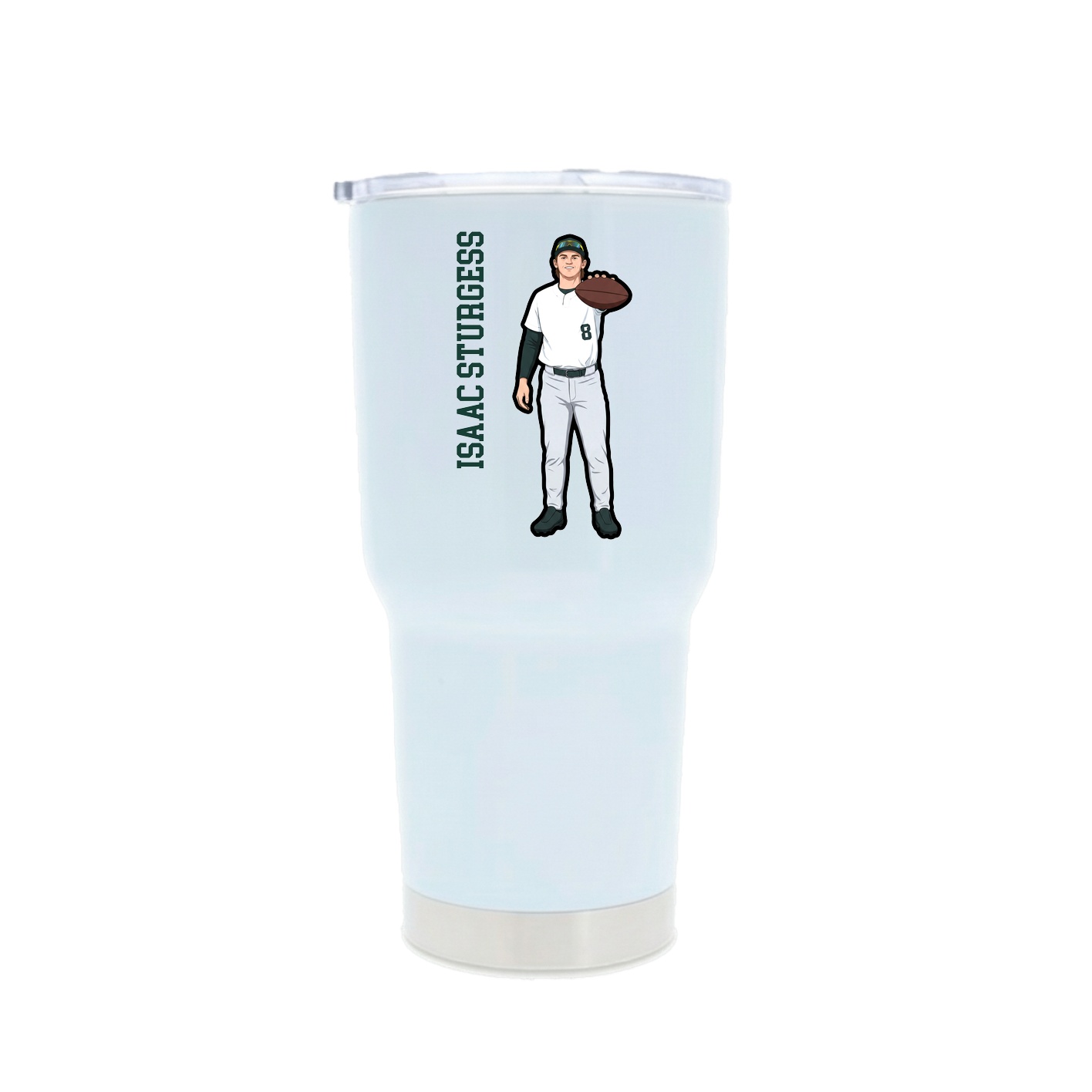 30oz Stainless Steel Tumbler — Name Vertical in White