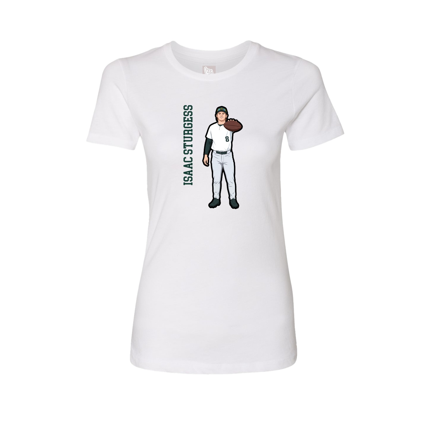 Womens Tee — Name Vertical in White