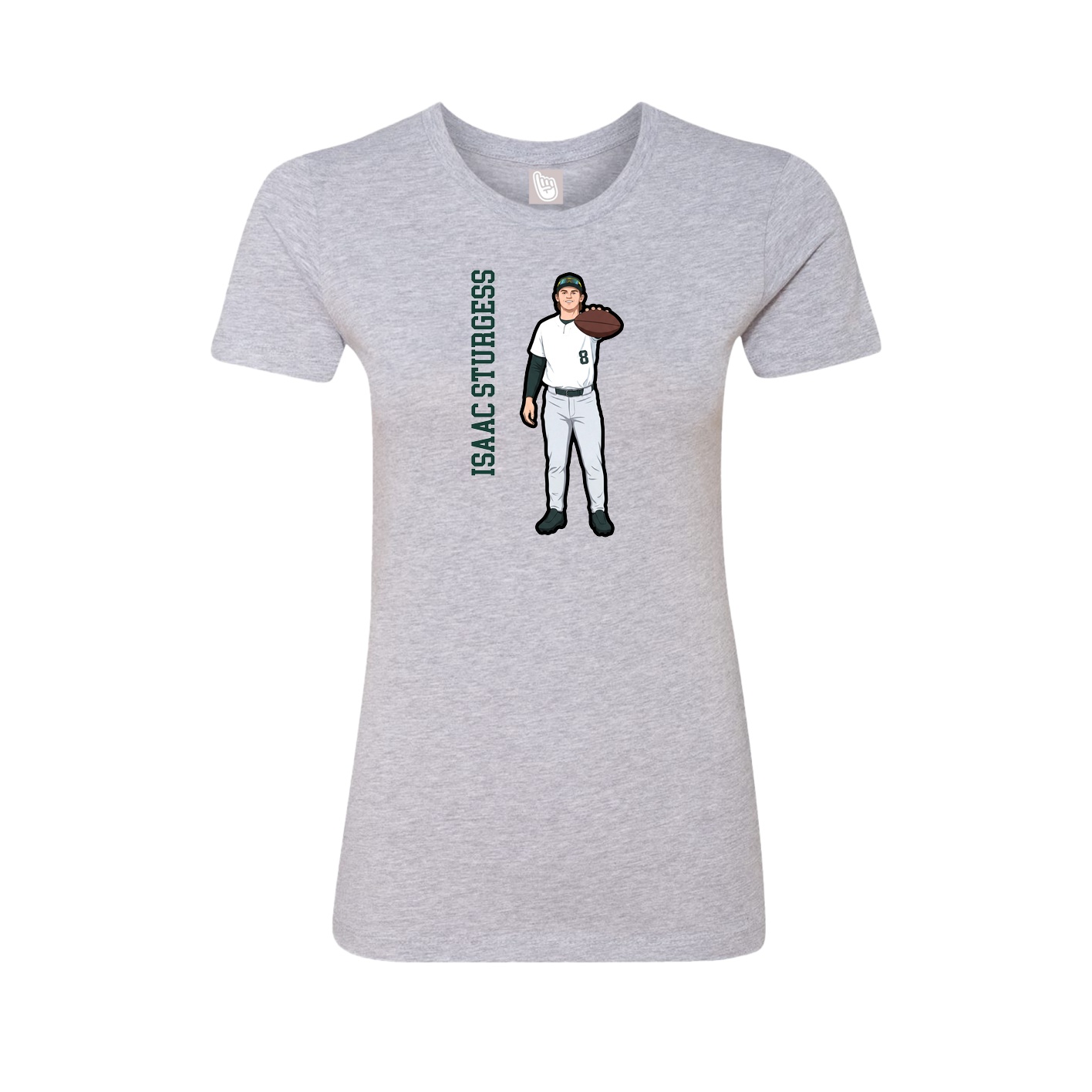 Womens Tee — Name Vertical in Grey