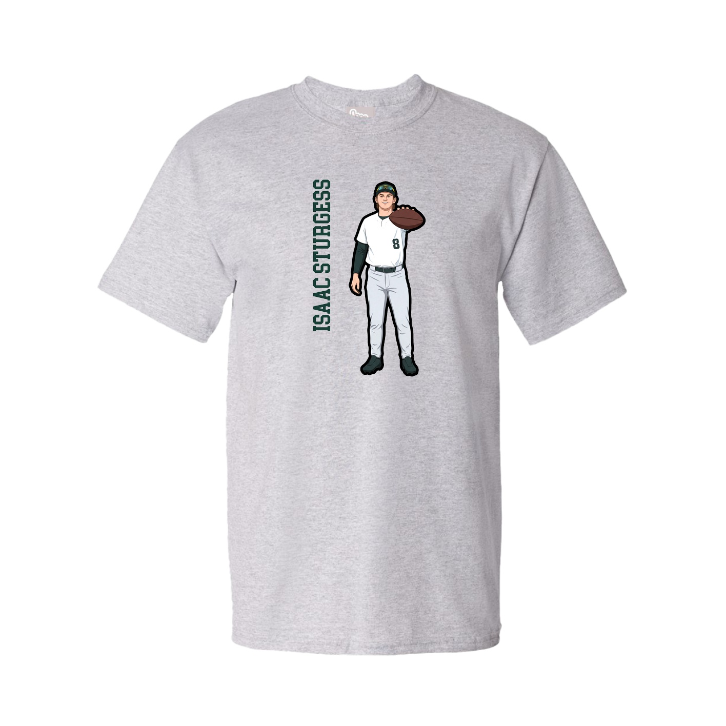 Youth Tee — Name Vertical in Grey