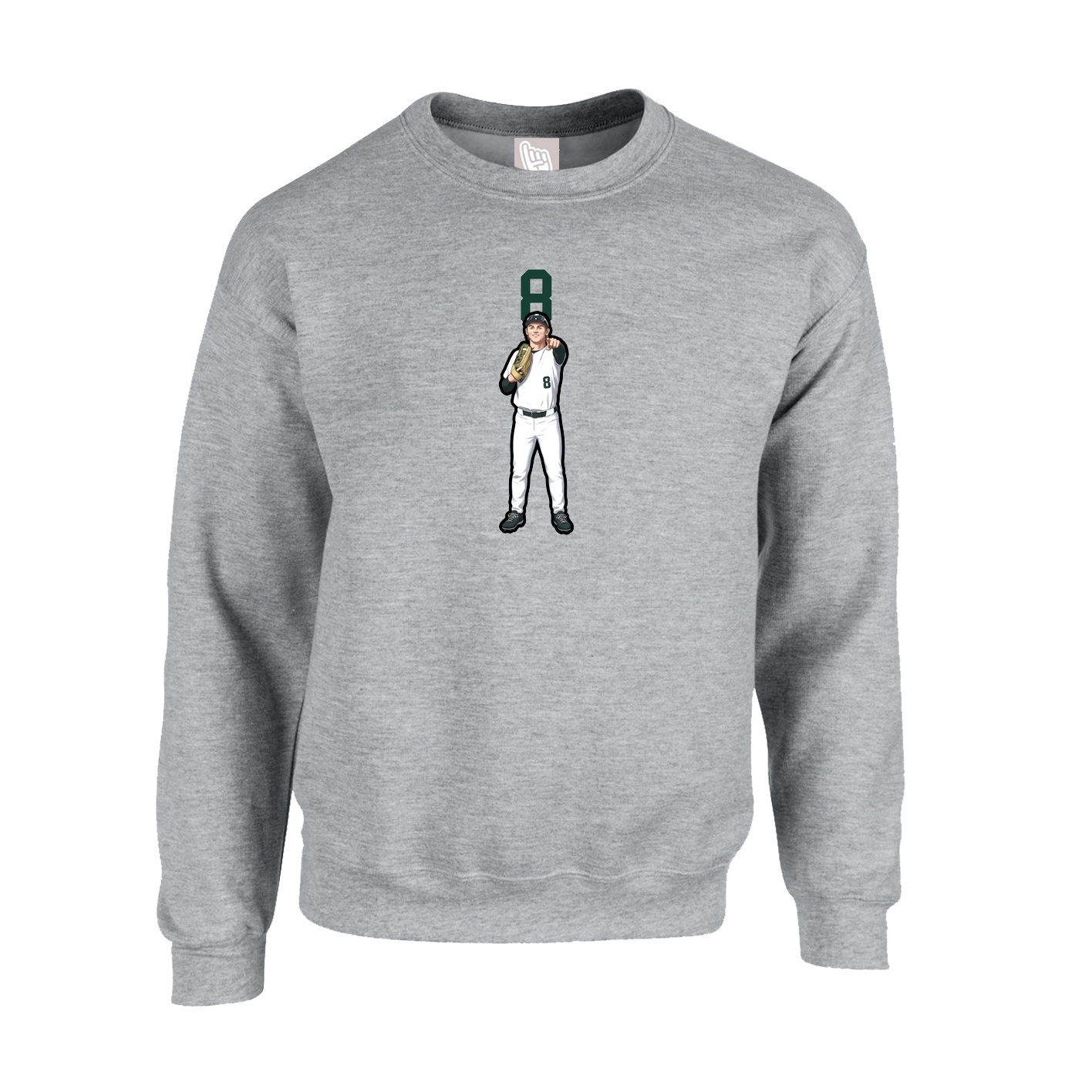 Fleece Crew — Number Top in Grey