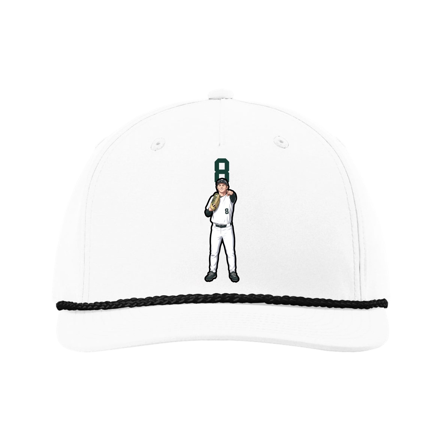 Five-Panel Classic Rope Cap — Number Top in White
