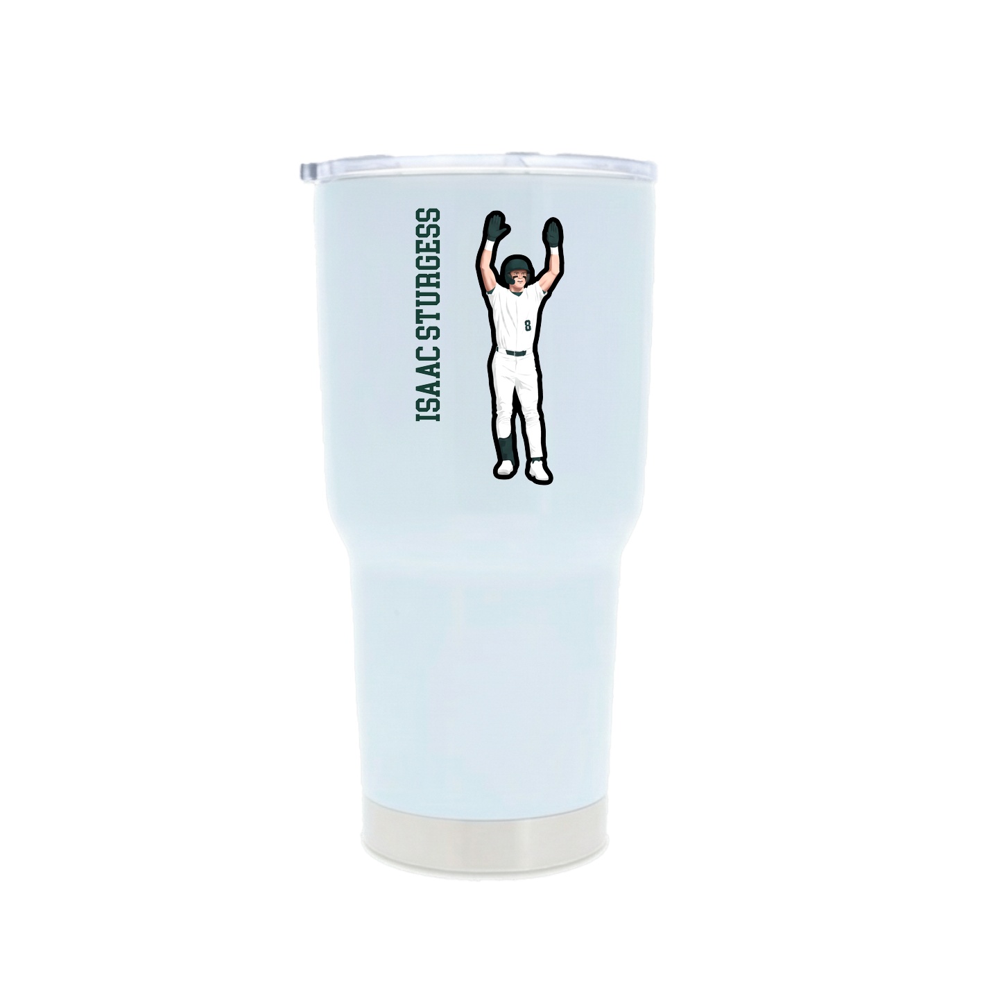 30oz Stainless Steel Tumbler — Name Vertical in White